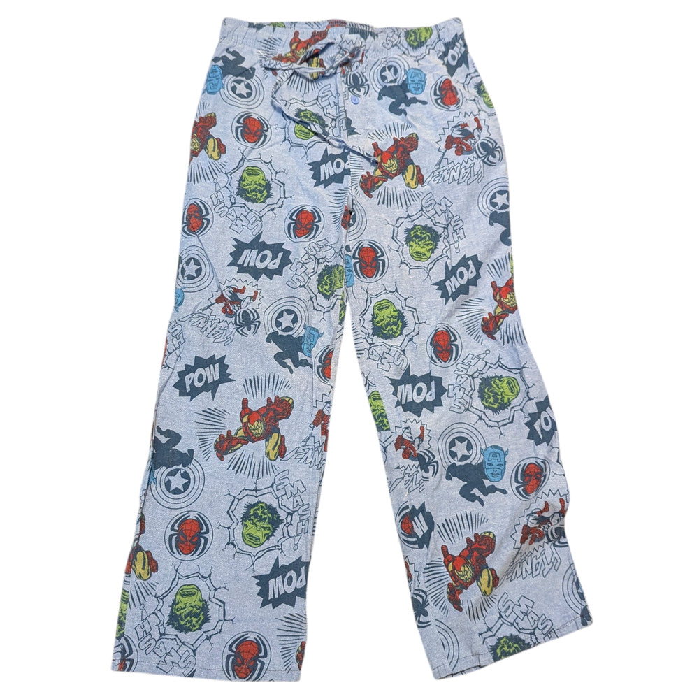 MARVEL Blue Comic Style Pajama Loungewear Pants Men's Medium Hulk Iron Man